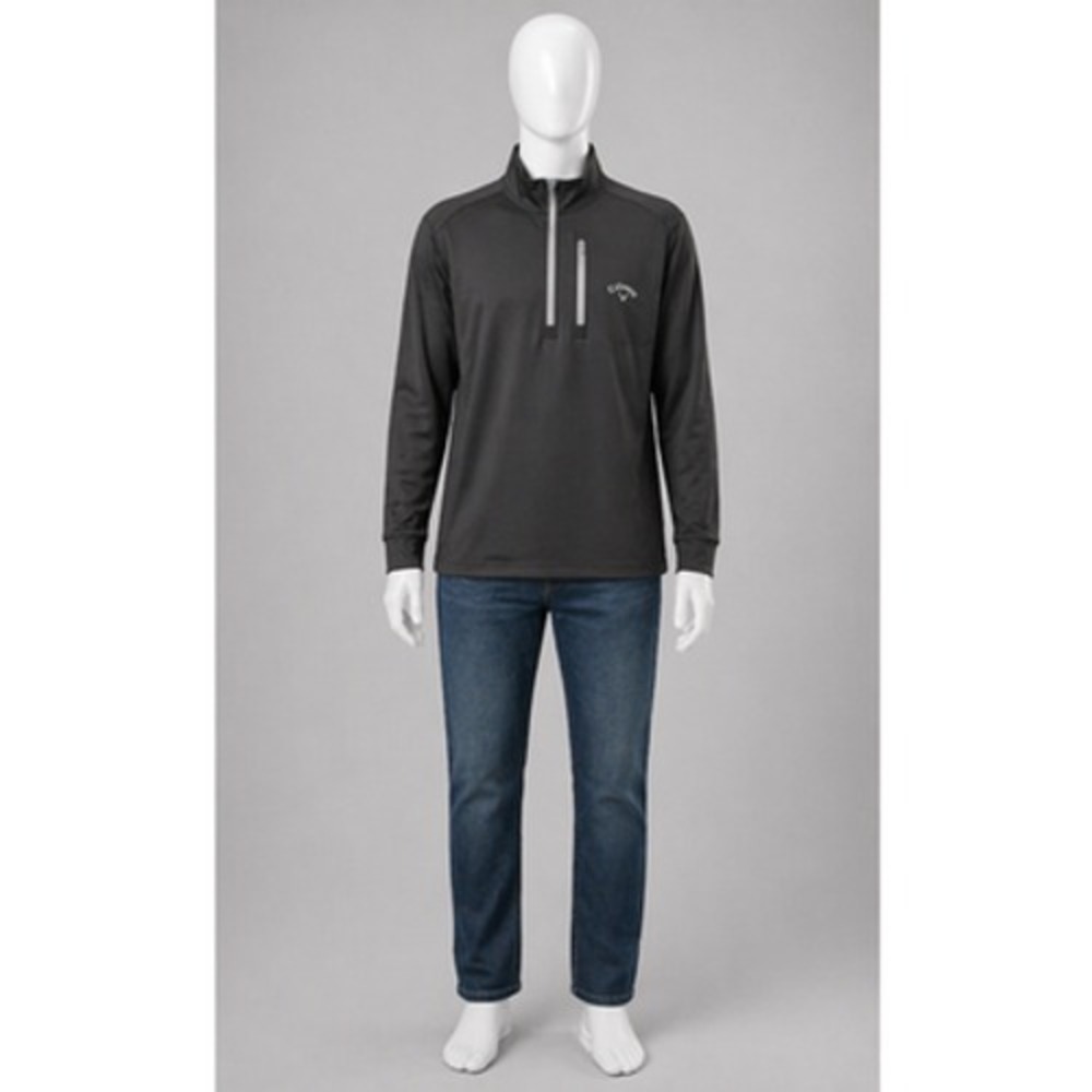 Callaway Mens Large Charcoal Grey Quarter Zip Fleece Lined Pullover Jacket - Picture 1 of 10